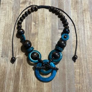 Paparazzi Teal Blue Wood Bead Necklace 💠